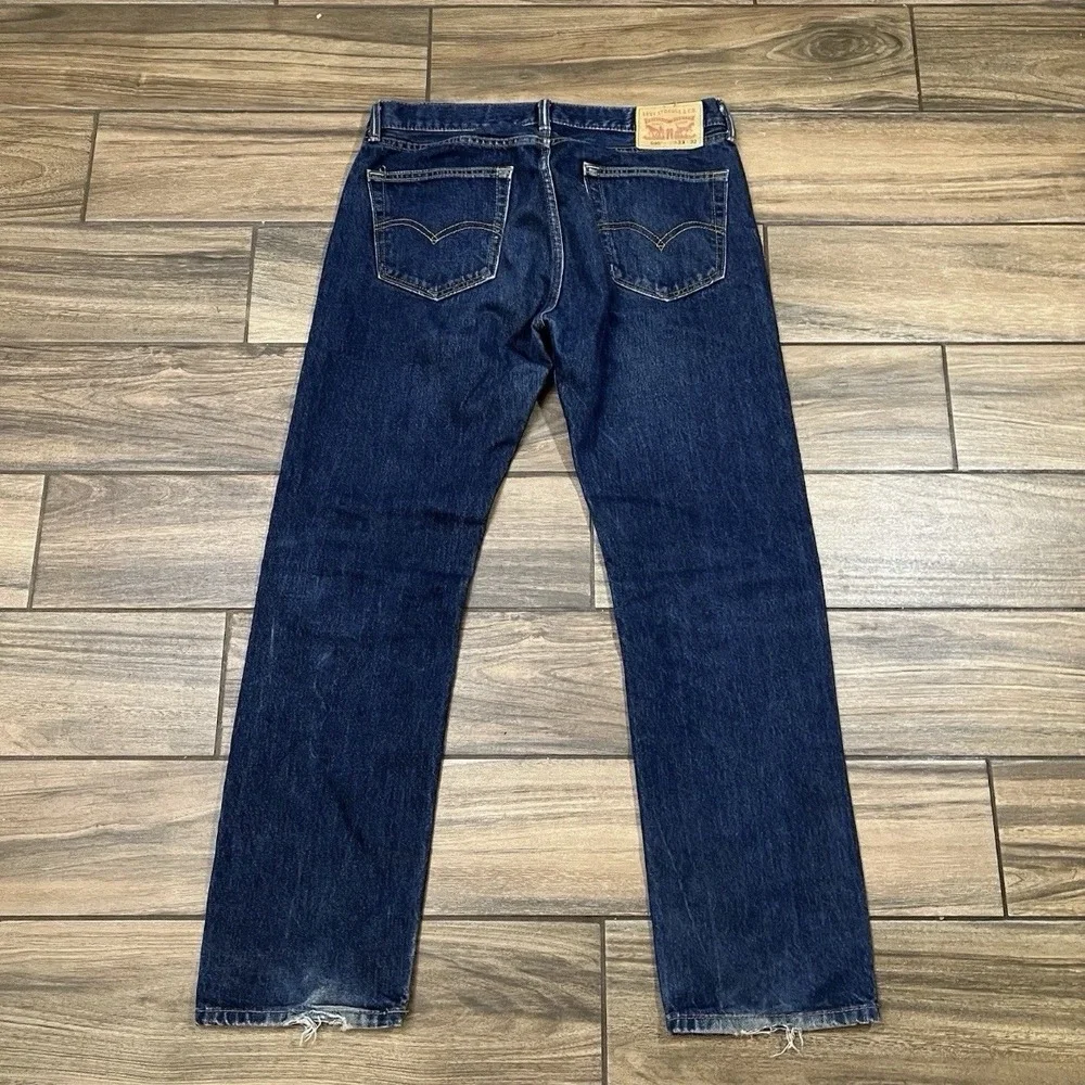 Levis 505 Mens 33x32 Regular Fit Jeans Straight Leg Blue Denim